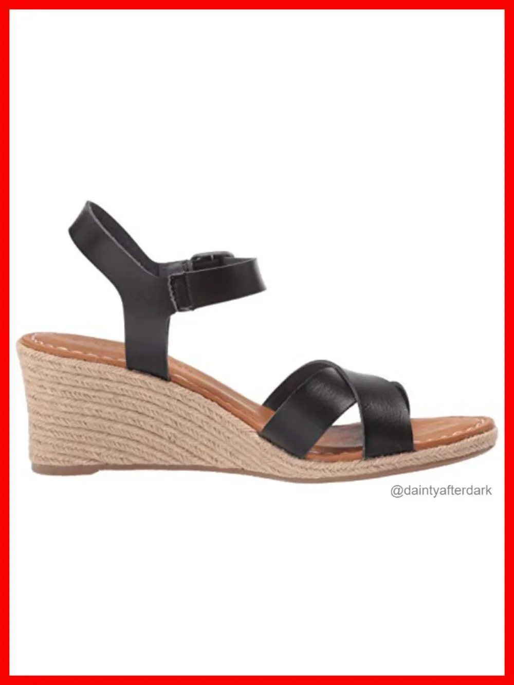 Espadrille Wedge Sandal with Adjustable Buckle & Elastic Strap, Faux Leather